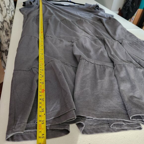 Womens Gray Tiered Midi Dress XXL Time And Tru Casual Relaxed Fit Short Sleeve - Picture 6 of 10